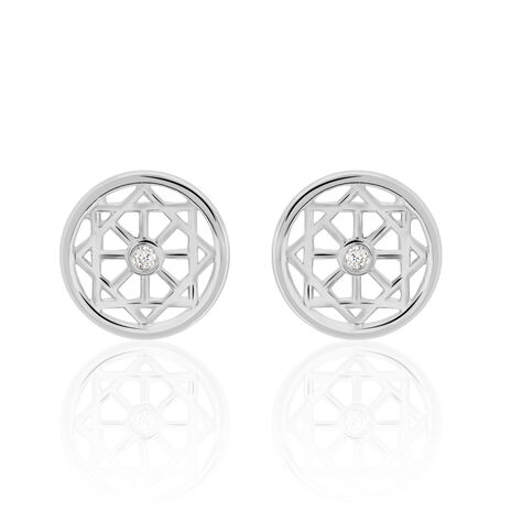 Boucles D'oreilles Puces Peinda Argent Blanc Oxyde De Zirconium - Puces Femme | Marc Orian