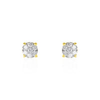 Boucles D'oreilles Puces Charlene Or Jaune Diamant Synthetique