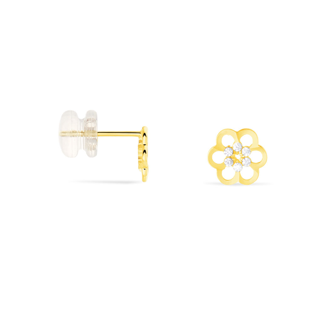 Boucles D'oreilles Puces Philine Fleur Or Jaune Oxyde De Zirconium - Puces Femme | Marc Orian
