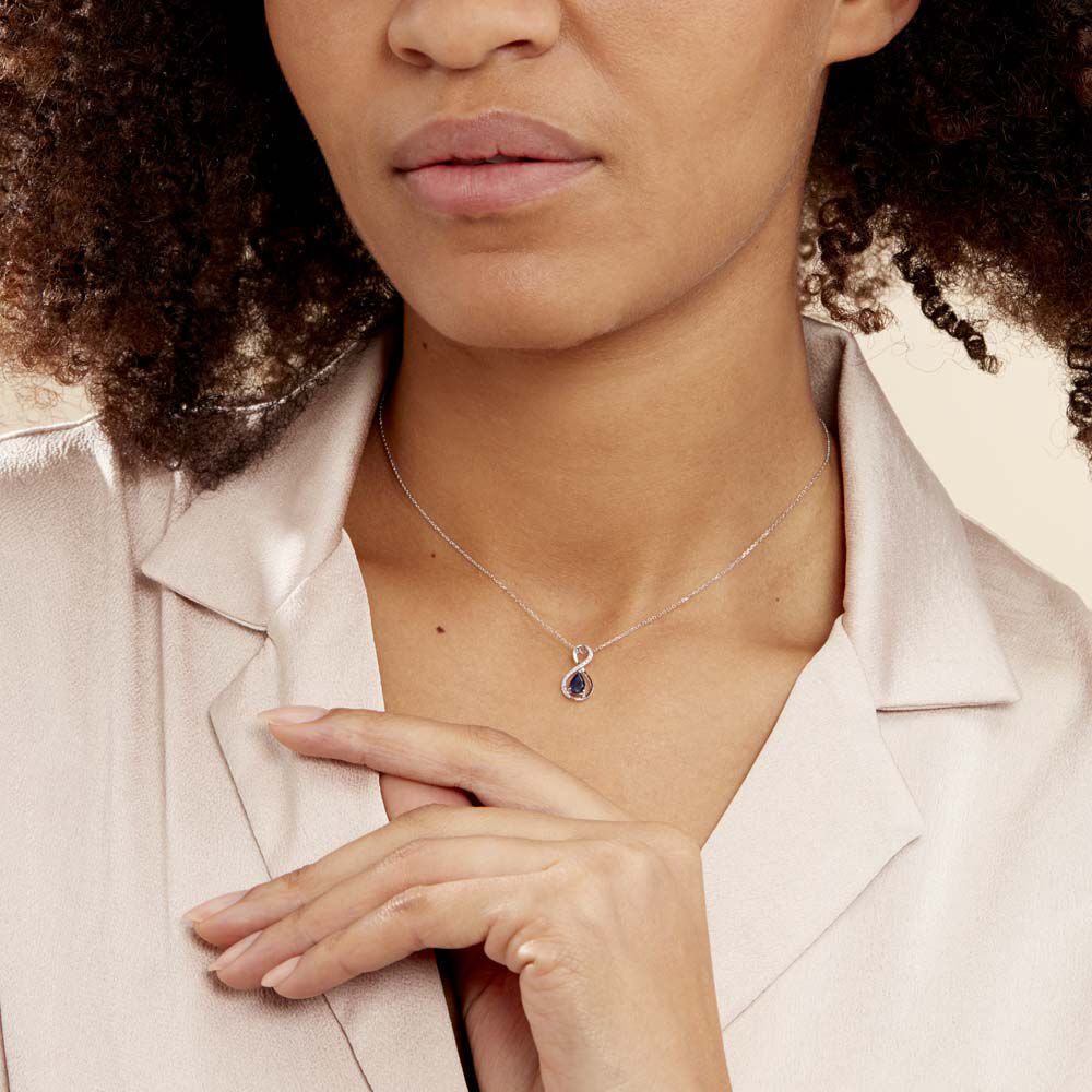 Collier Odessa Or Blanc Saphir Diamant - Colliers avec pierres Femme | Marc Orian