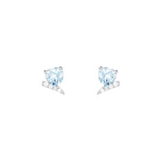 Boucles D'oreilles Puces Eva Or Blanc Topaze Et Oxyde De Zirconium - Clous d'oreilles Femme | Marc Orian