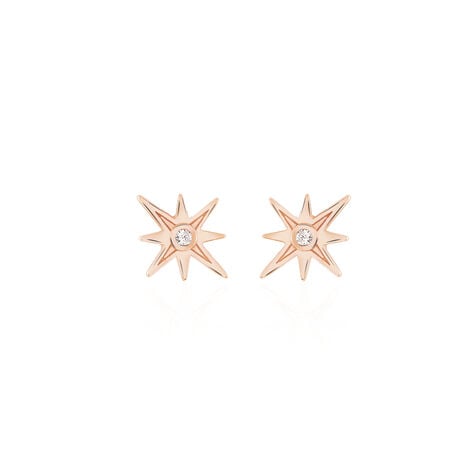 Boucles D'oreilles Puces Maelya Argent Rose Oxyde De Zirconium - Puces Femme | Marc Orian