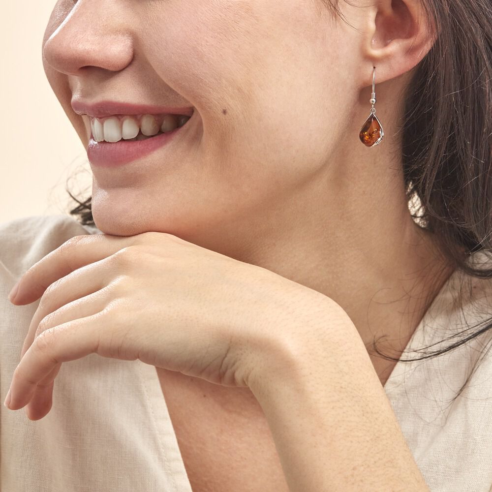 Boucles D'oreilles Pendantes Argent Blanc Lucina Ambre - Pendantes Femme | Marc Orian