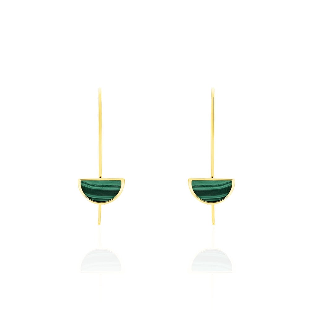 Boucles D'oreilles Pendantes Florica Or Jaune Malachite - Pendantes Femme | Marc Orian