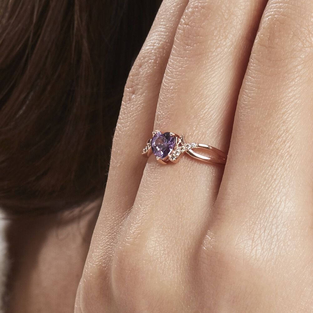 Bague Argent Rose Avalon Oxyde De Zirconium - Solitaires Femme | Marc Orian