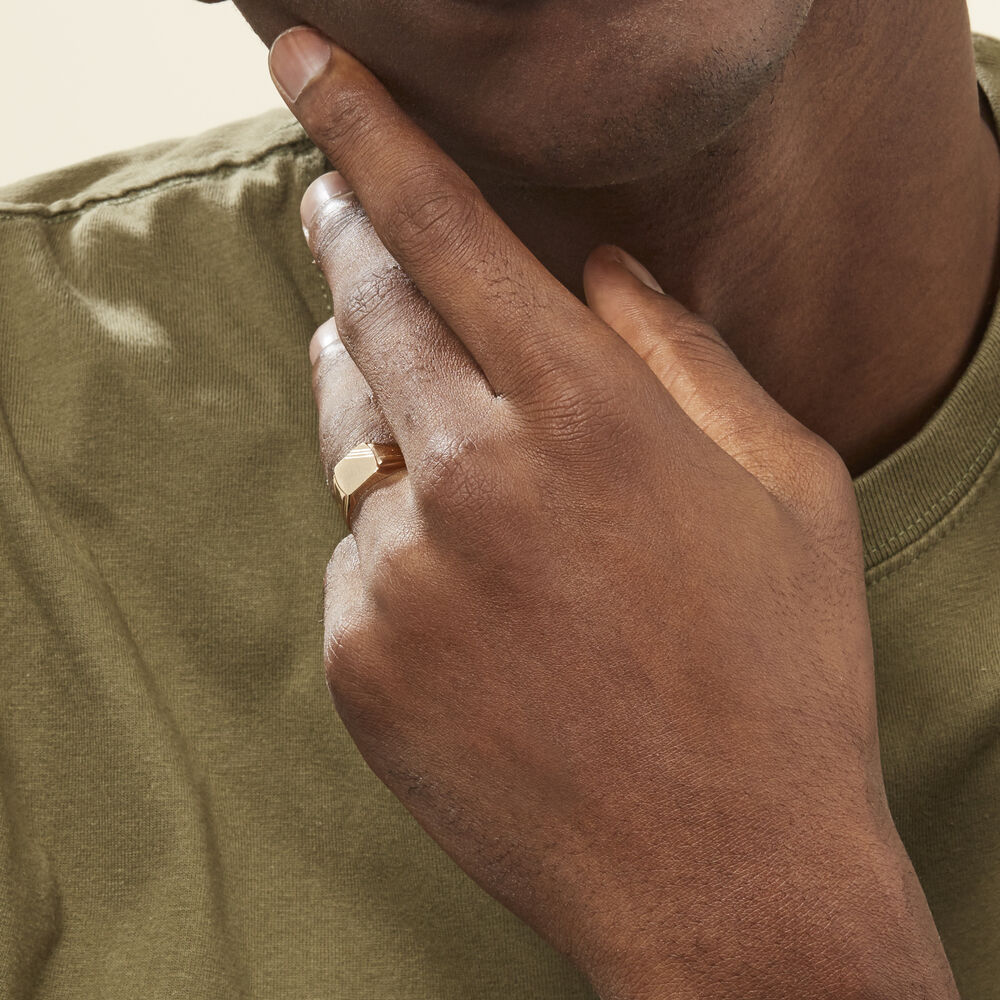 Chevalière Goliath Carree Diamantee Or Jaune - Bijoux personnalisés Homme | Marc Orian