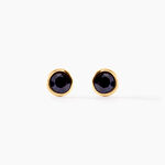 Boucles D'oreilles Puces Edy Serti Clos Or Jaune Saphir - Puces Femme | Marc Orian