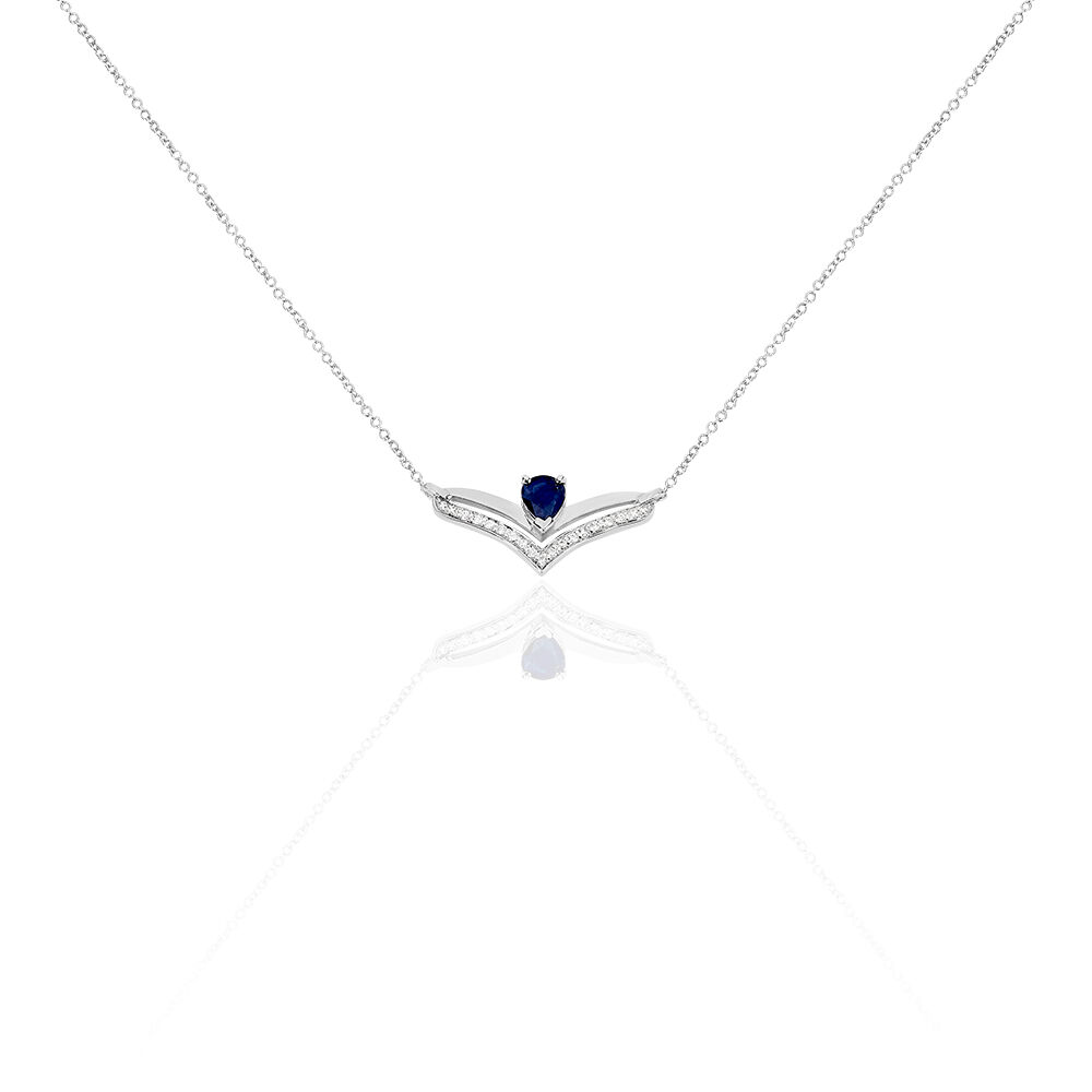 Collier Pasqualina Or Blanc Saphir Et Diamant - Colliers avec pierres Femme | Marc Orian