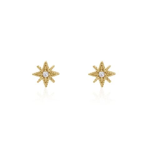 Boucles D'oreilles Puces Frea Plaqué Or Jaune Oxyde De Zirconium - Puces Femme | Marc Orian
