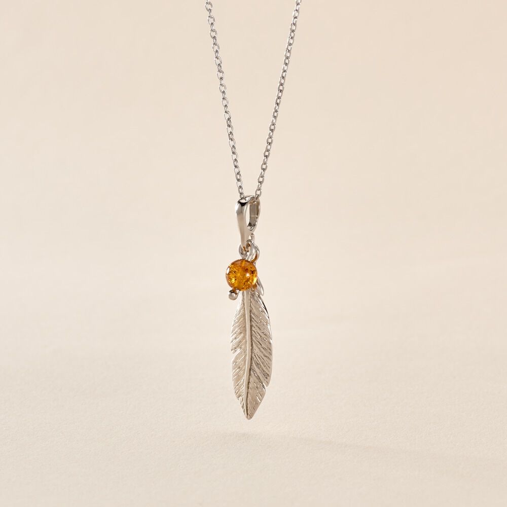 Collier Argent Blanc Adriane Ambre - Colliers avec pierres Femme | Marc Orian