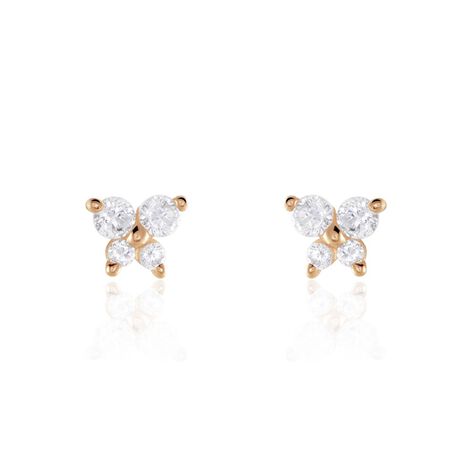 Boucles D'oreilles Puces Or Rose Oxydes De Zirconium - Puces Femme | Marc Orian