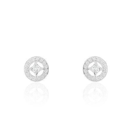 Boucles D'oreilles Puces Nour-imen Or Blanc Diamant - Clous d'oreilles Femme | Marc Orian