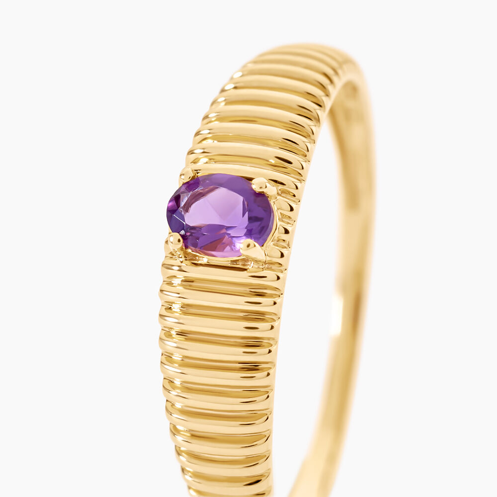 Bague Benedetto Argent Dor&eacute; A L'Or 750/1000 Am&eacute;thyste - Bagues pierres fines Femme | Marc Orian