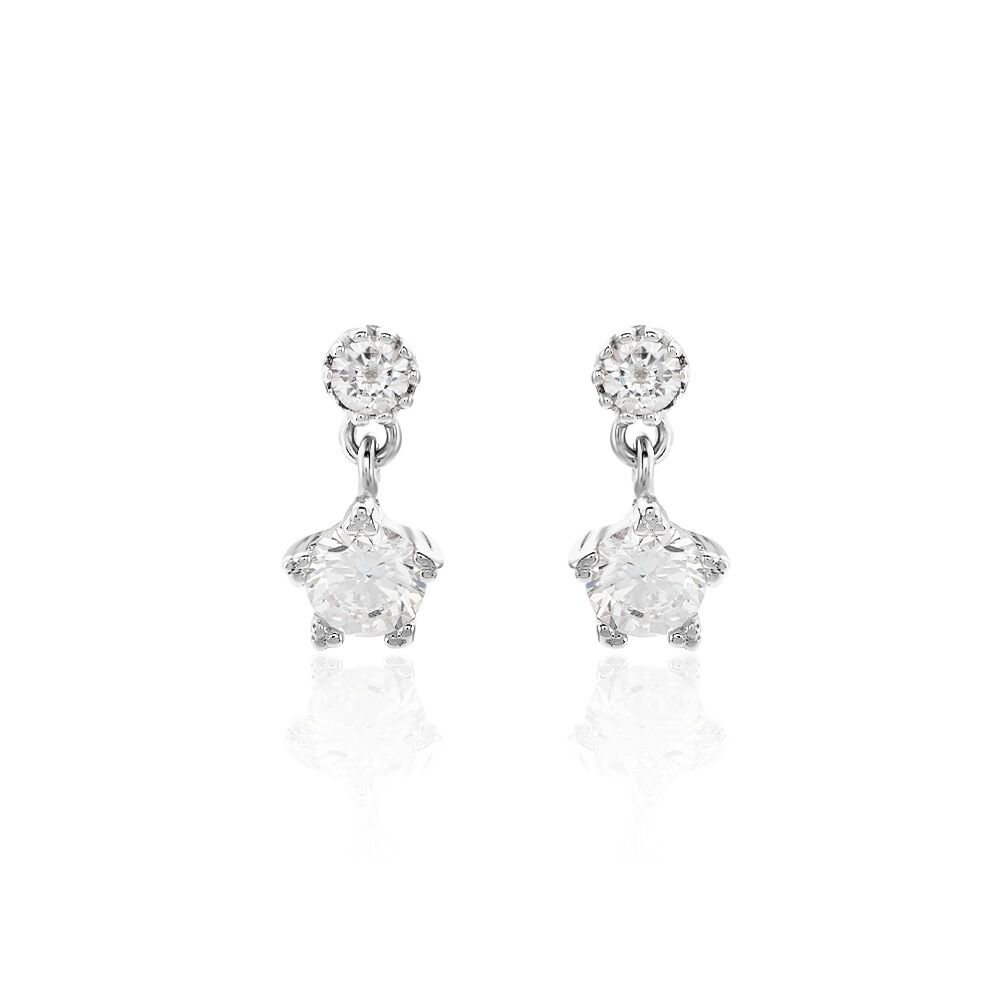 Boucles D'oreilles Puces Tibby Argent Blanc Oxyde De Zirconium - Puces Femme | Marc Orian