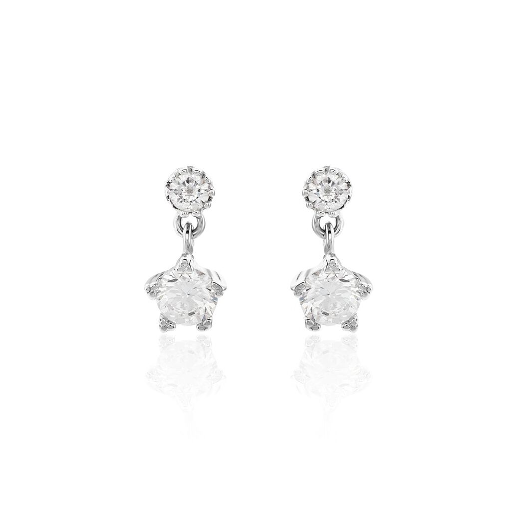 Boucles D'oreilles Puces Tibby Argent Blanc Oxyde De Zirconium - Puces Femme | Marc Orian