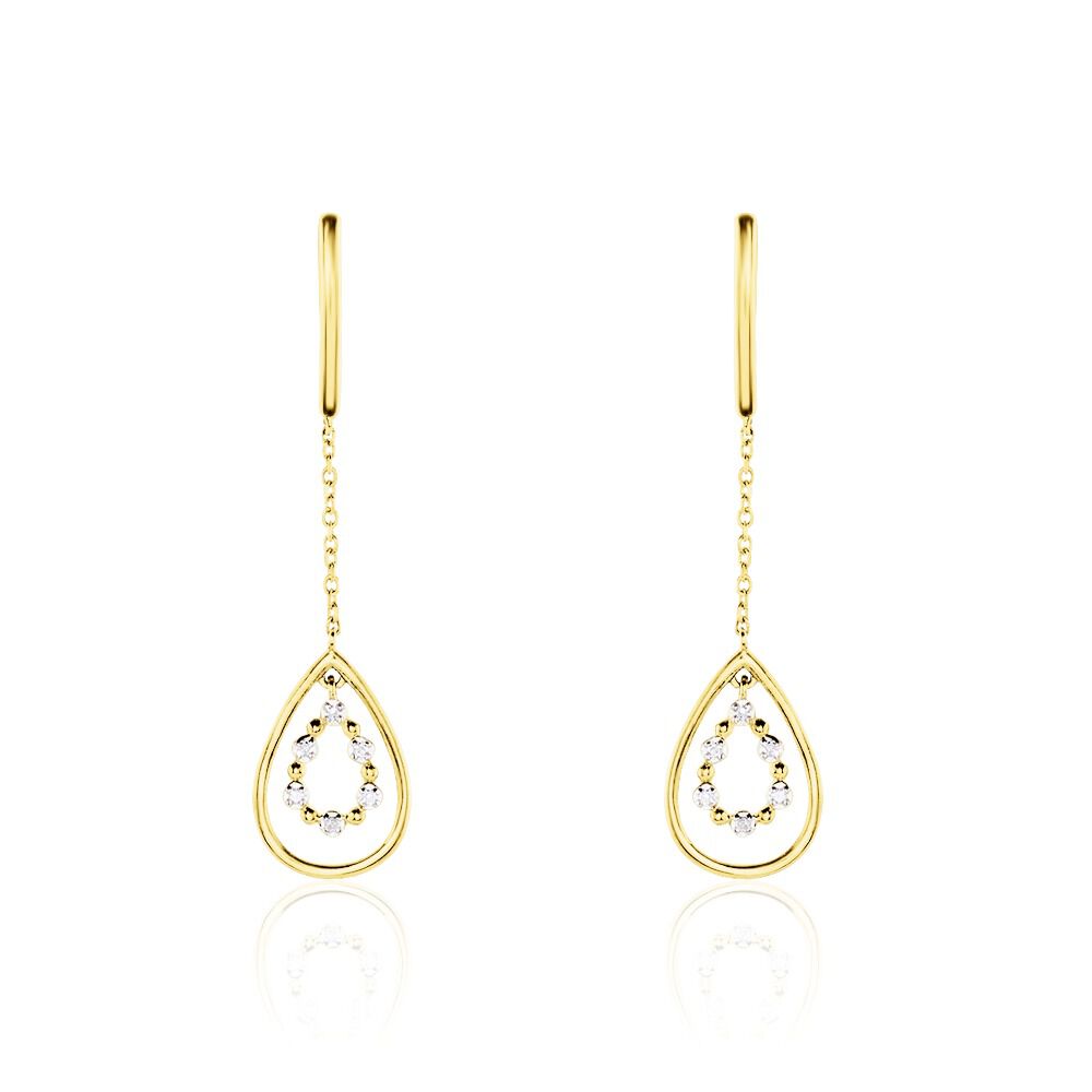 Boucles D'oreilles Pendantes Marganela Or Jaune Diamant -  Femme | Marc Orian