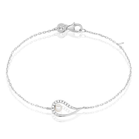 Bracelet Akiko Argent Blanc Perle De Culture Et Oxyde De Zirconium - Bracelets chaînes Femme | Marc Orian