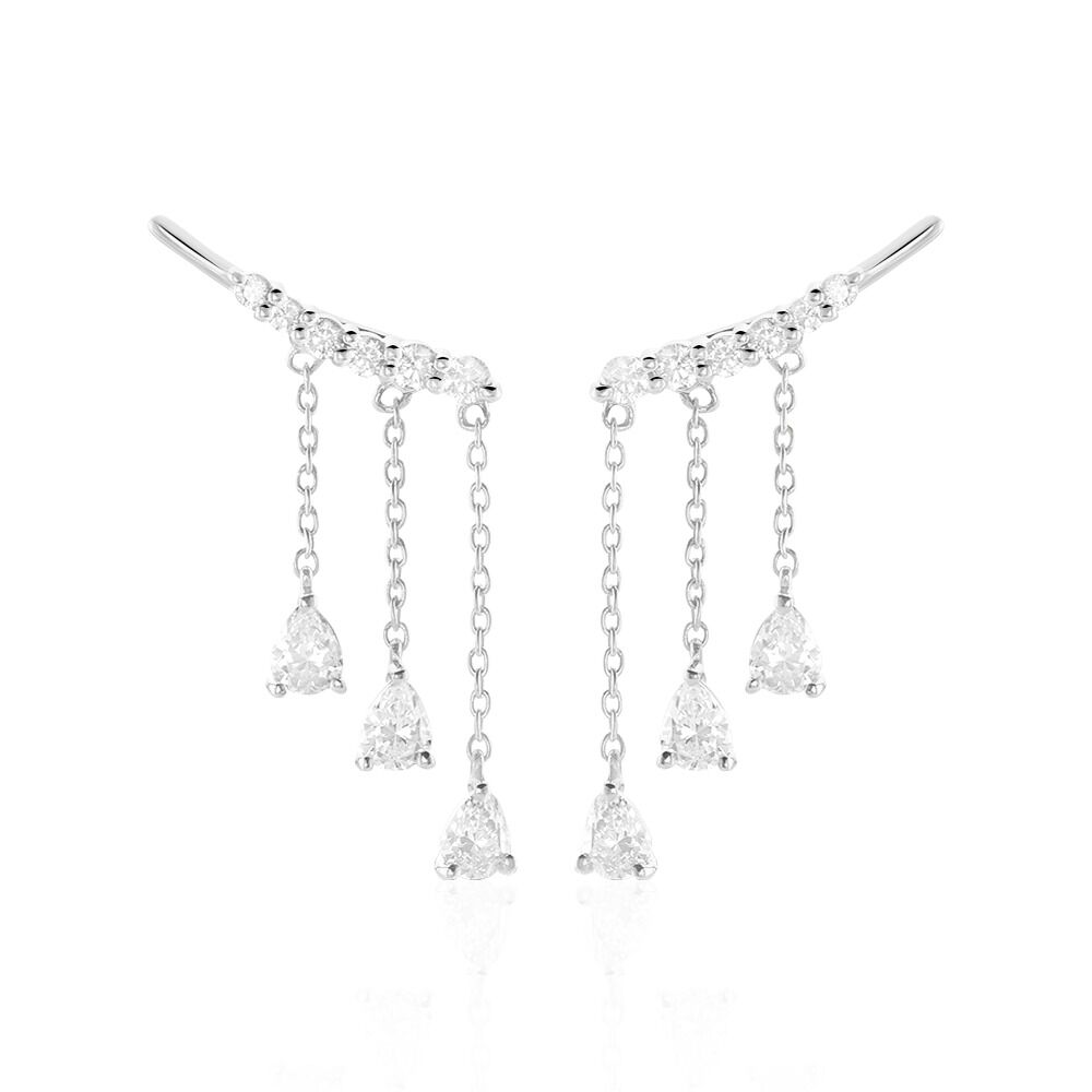 Boucles D'oreilles Pendantes Rilla Argent Blanc Oxyde De Zirconium - Pendantes Femme | Marc Orian