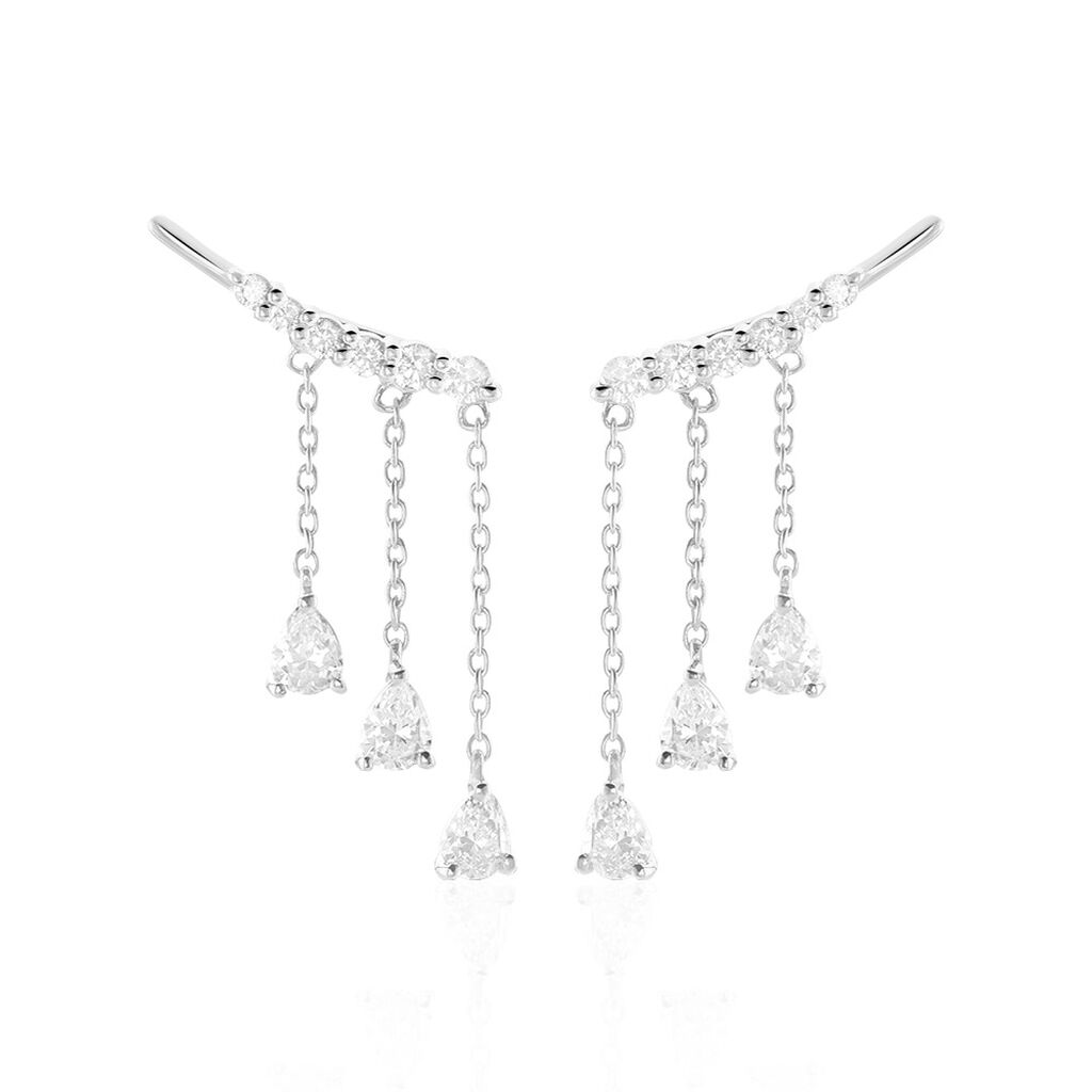 Boucles D'oreilles Pendantes Rilla Argent Blanc Oxyde De Zirconium - Pendantes Femme | Marc Orian