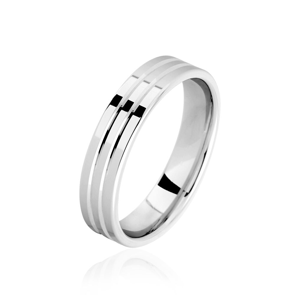 Alliance Merylle Ruban Plat Or Blanc - Alliances duo Unisex | Marc Orian