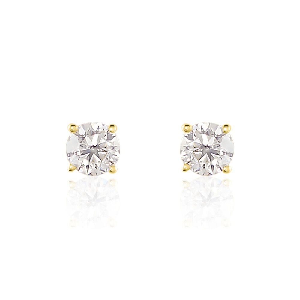 Boucles D'oreilles Puces Or Jaune Victoria Diamants - Puces Femme | Marc Orian