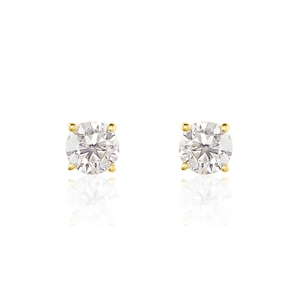 Boucles D'oreilles Puces Or Jaune Victoria Diamants - Puces Femme | Marc Orian