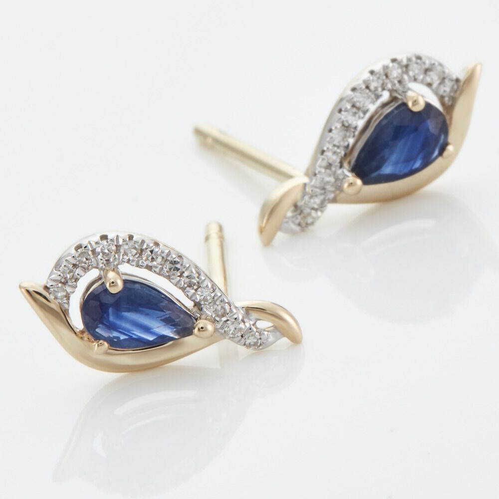 Boucles D'oreilles Puces Or Jaune Angelika Saphir - Puces Femme | Marc Orian