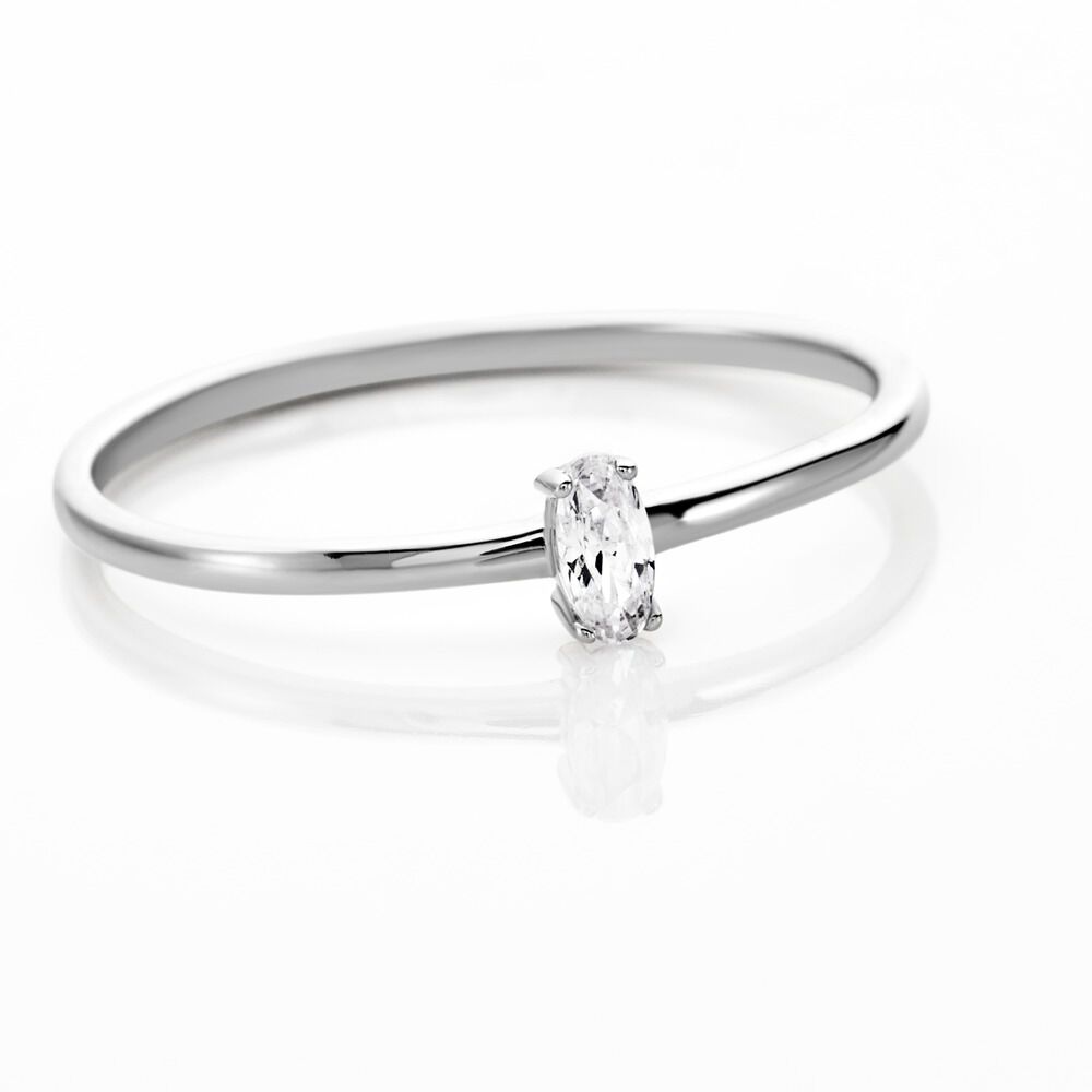 Bague Solitaire Argent Blanc  1er Solitaire Oxyde De Zirconium - Bijoux fantaisie Femme | Marc Orian