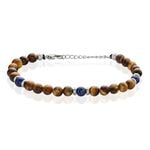 Bracelet Acier Blanc Delfino &oelig;il De Tigre Sodalite - Bracelets cha&icirc;nes Homme | Marc Orian