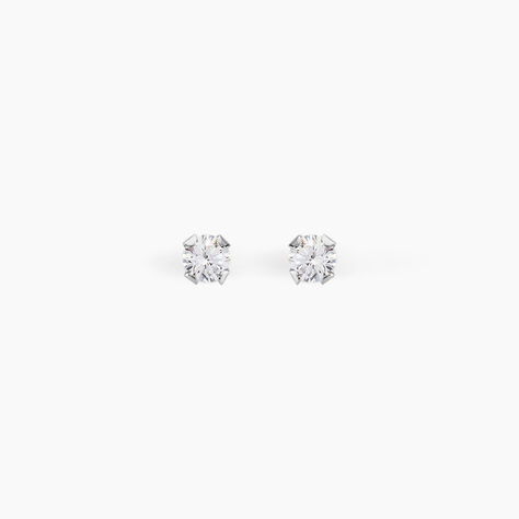 Boucles D'oreilles Puces Eddie Or Blanc Oxyde De Zirconium - Puces Femme | Marc Orian