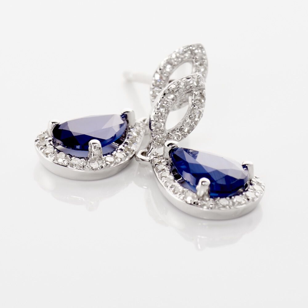 Boucles D'oreilles Puces Sissi Or Blanc Saphir Et Diamant -  Femme | Marc Orian