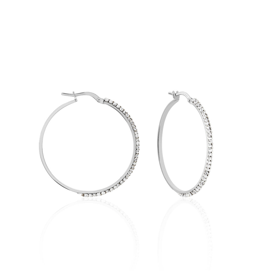 Cr&eacute;oles Sandrine Or Blanc Strass - Cr&eacute;oles Femme | Marc Orian