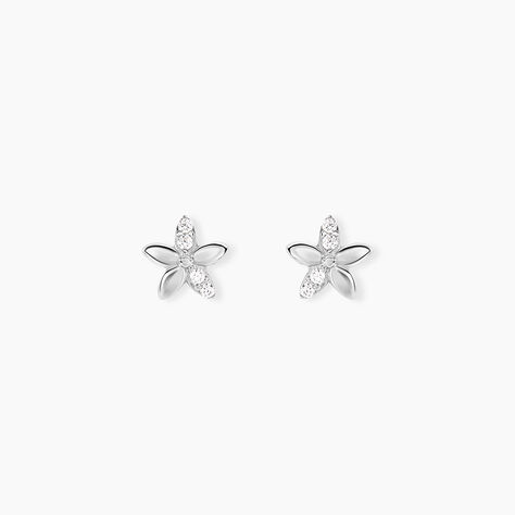 Boucles D'oreilles Puces Darline Argent Blanc Oxyde De Zirconium - Puces Femme | Marc Orian