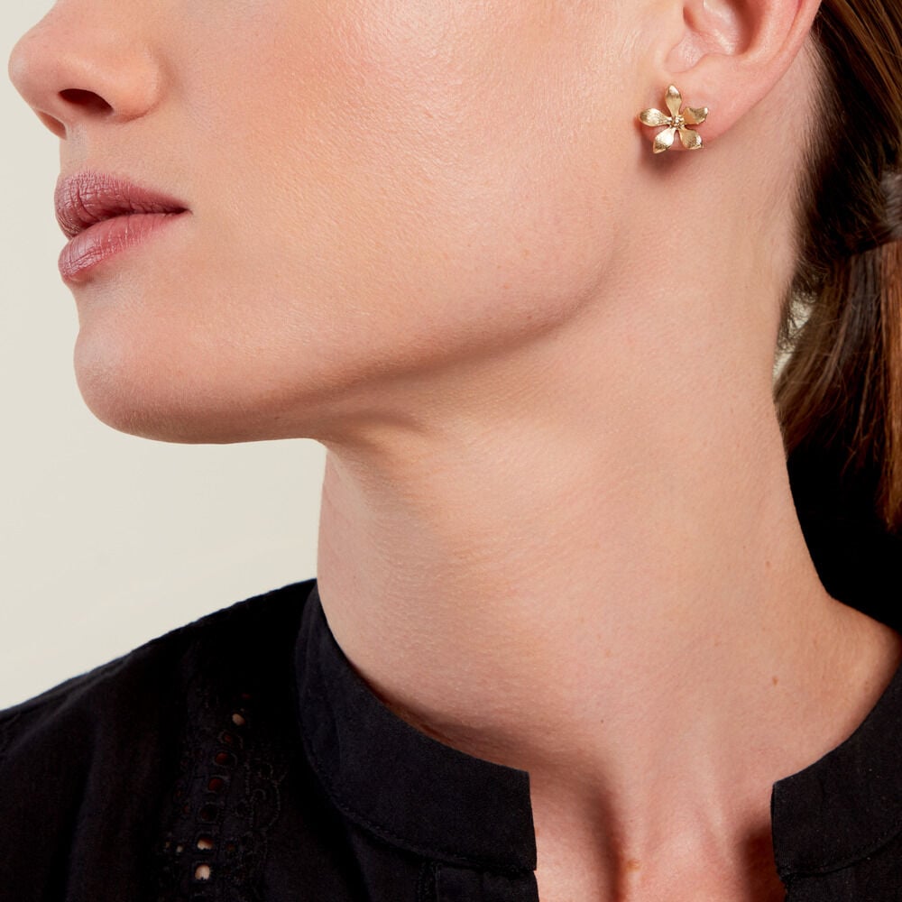 Boucles D'oreilles Puces Zinnia Plaqu&eacute; Or Jaune - Puces Femme | Marc Orian