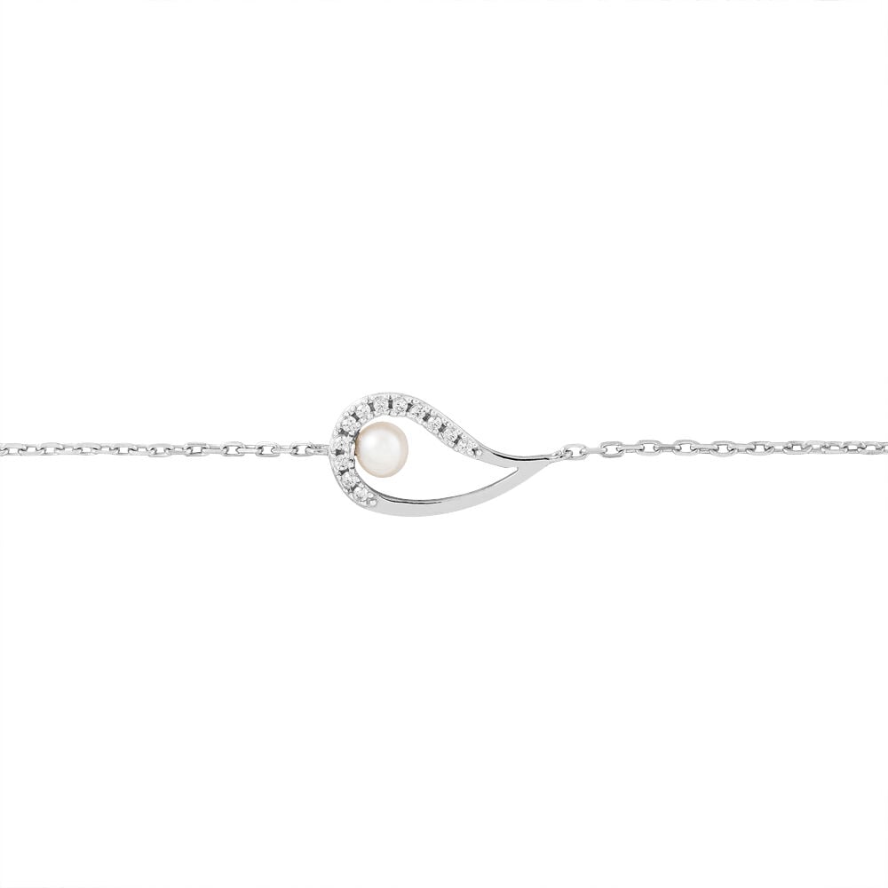 Bracelet Akiko Argent Blanc Perle De Culture Et Oxyde De Zirconium - Bracelets chaînes Femme | Marc Orian