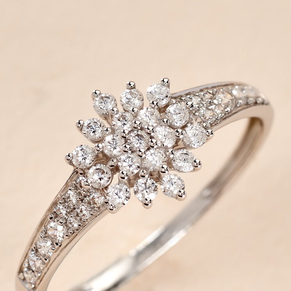 Bague Floris Or Blanc Oxyde De Zirconium - Bagues avec pierre Femme | Marc Orian