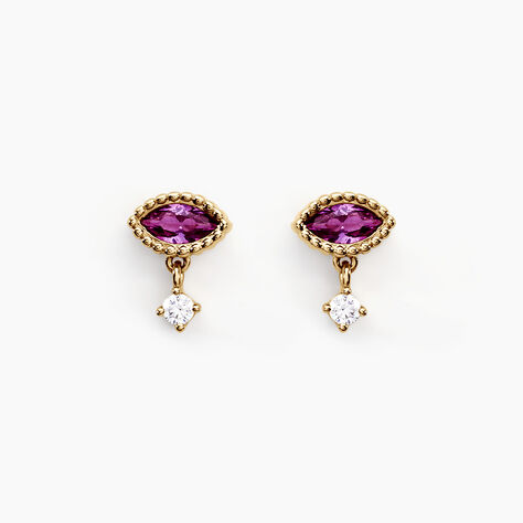 Boucles D'oreilles Puces Azel Plaqué Or Jaune Oxyde De Zirconium - Puces Femme | Marc Orian