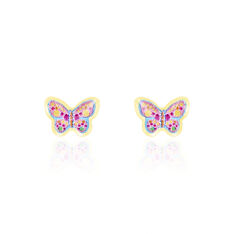 Boucles D'oreilles Puces Sulivia Papillon Or Jaune - Clous d'oreilles Enfant | Marc Orian
