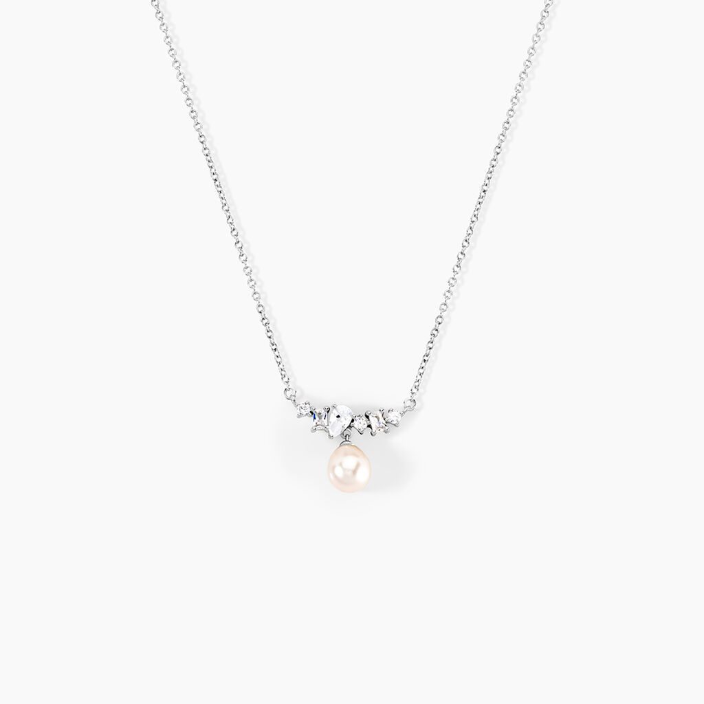 Collier Elea Argent Blanc Perle De Culture Oxyde De Zirconium - Colliers avec pierres Femme | Marc Orian