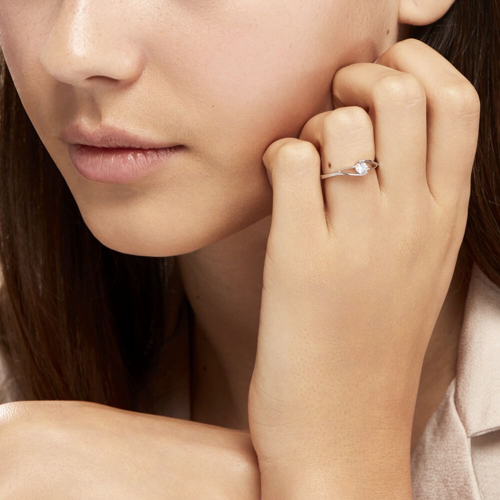 Bague Lysie Argent Blanc Oxyde De Zirconium - Solitaires Femme | Marc Orian