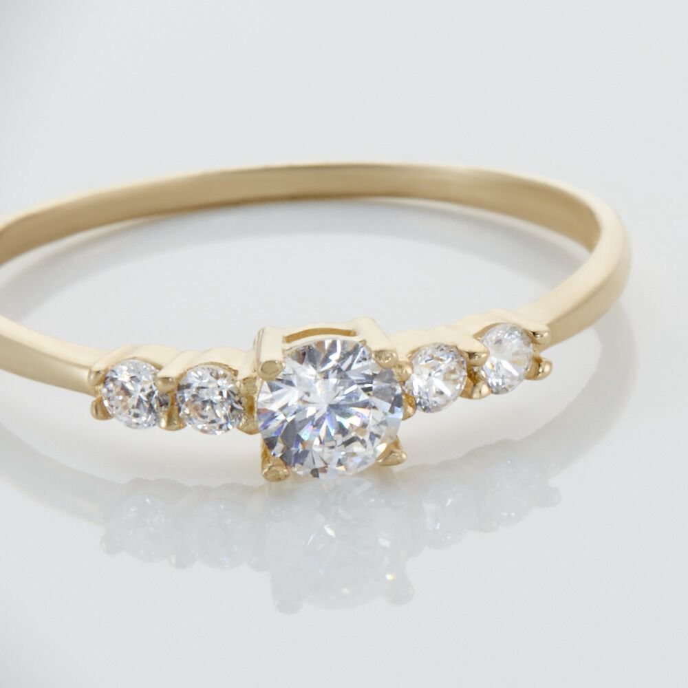 Bague Solitaire Accompagné Or Jaune Antonette Oxyde De Zirconium - Solitaires Femme | Marc Orian