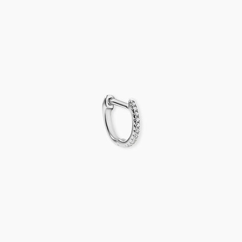 Cr&eacute;ole Unitaire Aryanna Or Blanc Diamant - Piercings d'oreilles Famille | Marc Orian