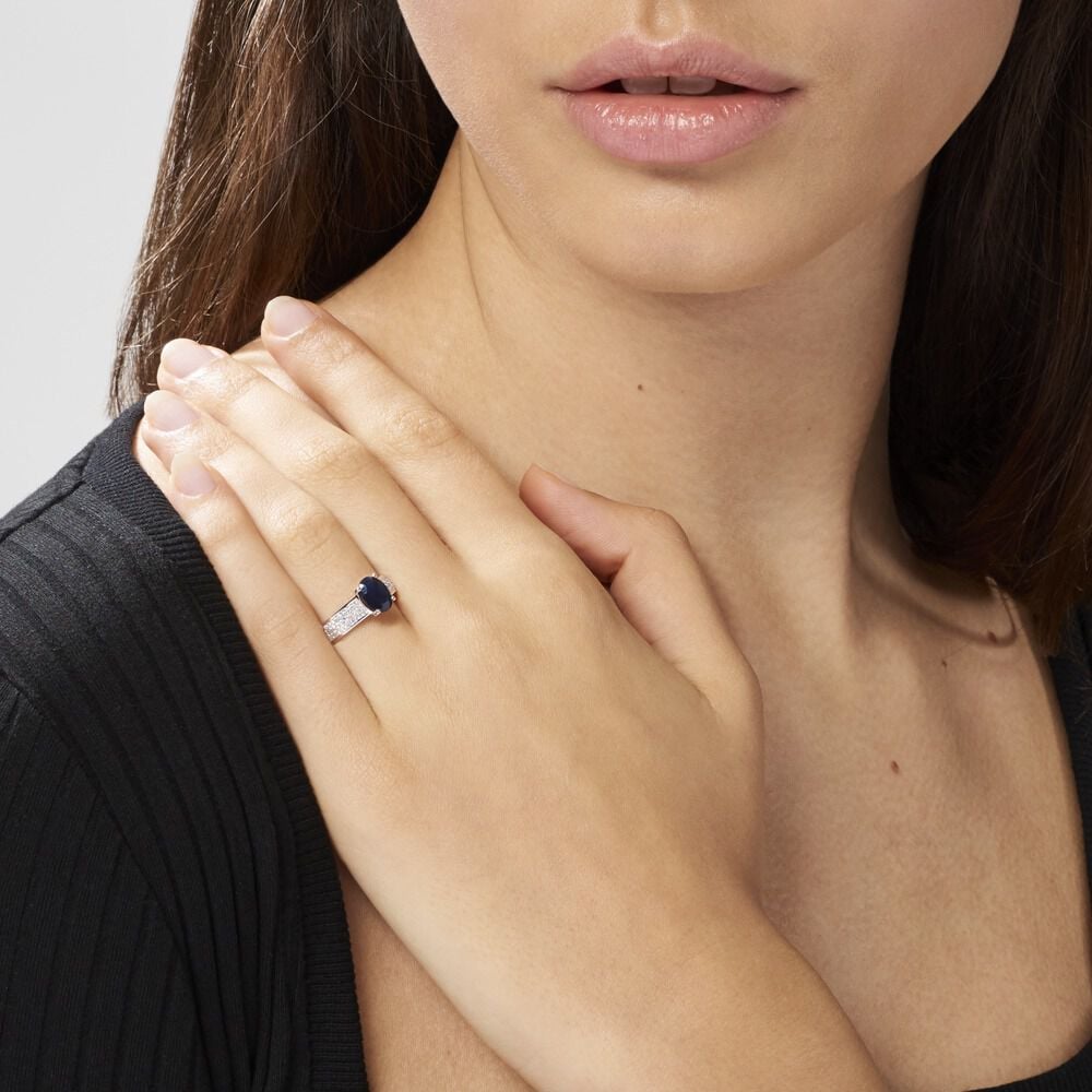 Bague Crista Or Blanc Saphir Et Diamant - Solitaires Femme | Marc Orian