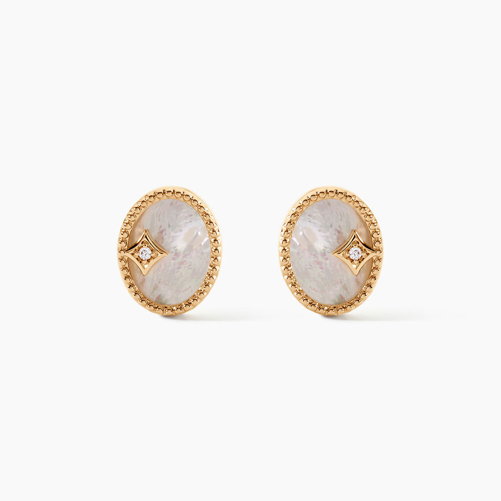 Boucles D'Oreilles Puces Astria Plaqu&eacute; Or Jaune Nacre - Puces Femme | Marc Orian