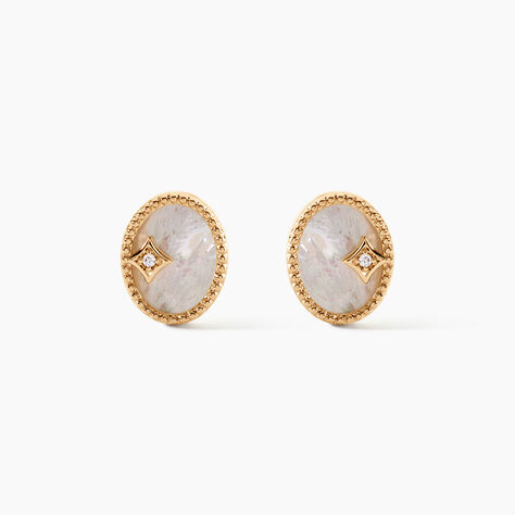 Boucles D'Oreilles Puces Astria Plaqu&eacute; Or Jaune Nacre - Puces Femme | Marc Orian