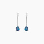 Boucles D'oreilles Pendantes Goutte Or Blanc Topaze Bleu London - Pendantes Femme | Marc Orian