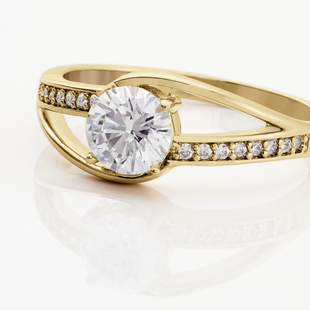 Bague Solitaire Khali Plaqu&eacute; Or Jaune Oxyde De Zirconium - Bijoux fantaisie Femme | Marc Orian