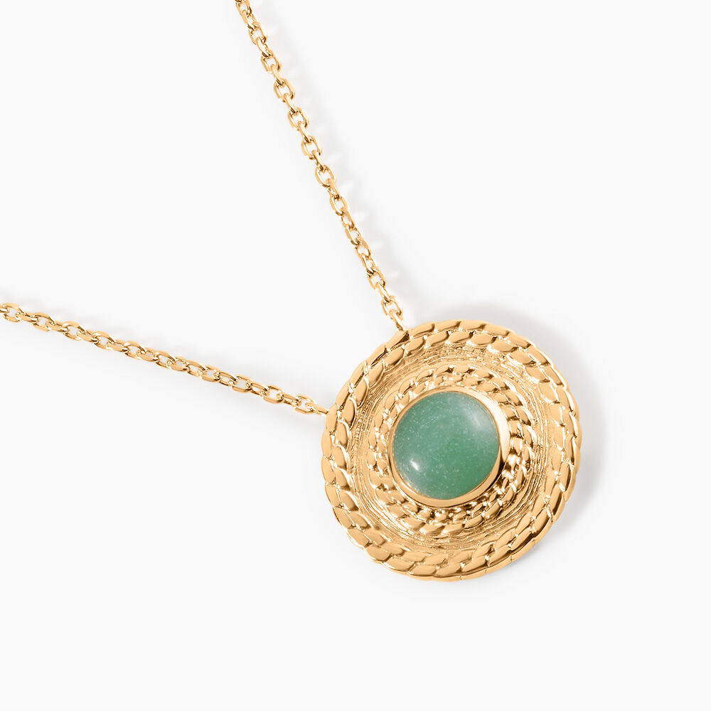 Collier Plaqu&eacute; Or Jaune Marcia Aventurine - Colliers avec pierres Femme | Marc Orian