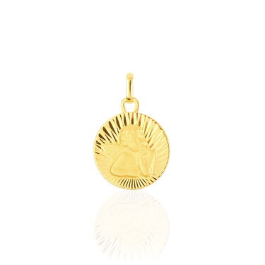 Pendentif Ange Rond Effet Diamante Or Jaune