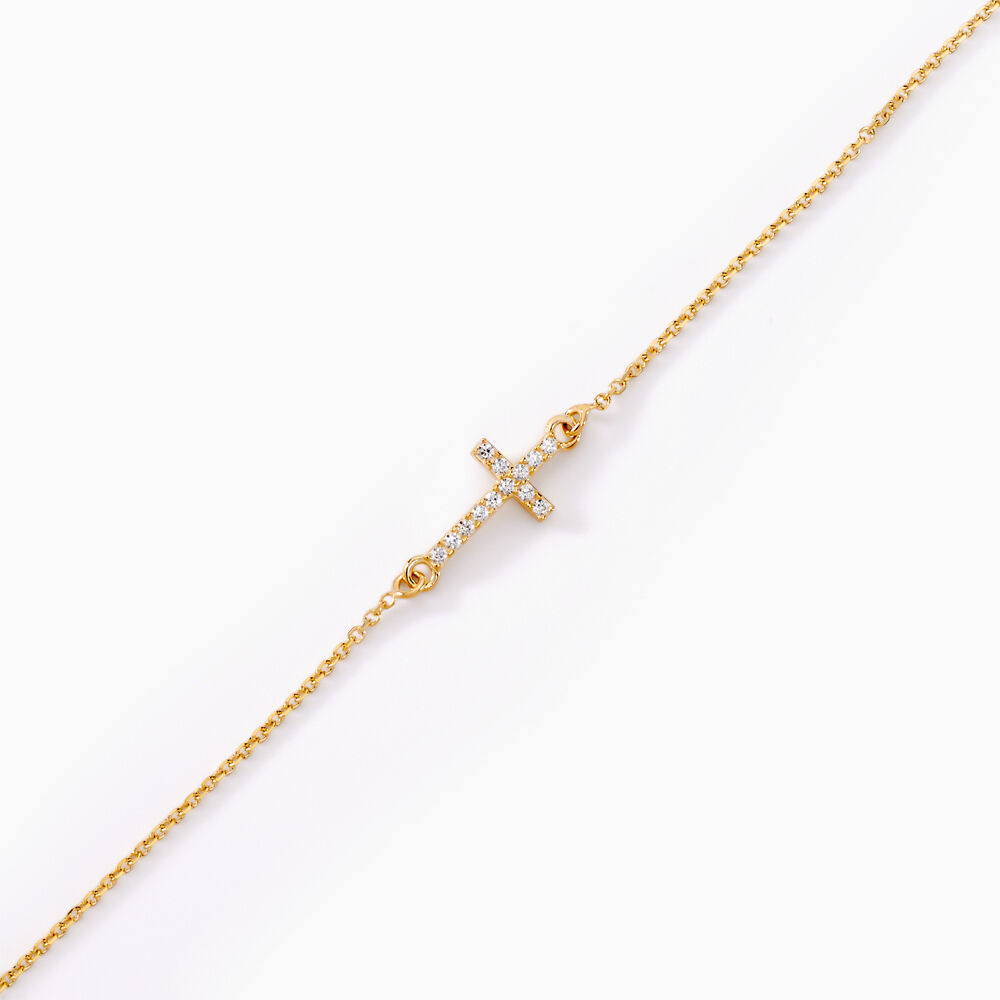 Bracelet Cobeia Croix Maille For&ccedil;at Or Jaune Oxyde De Zirconium - Bracelets cha&icirc;nes Femme | Marc Orian